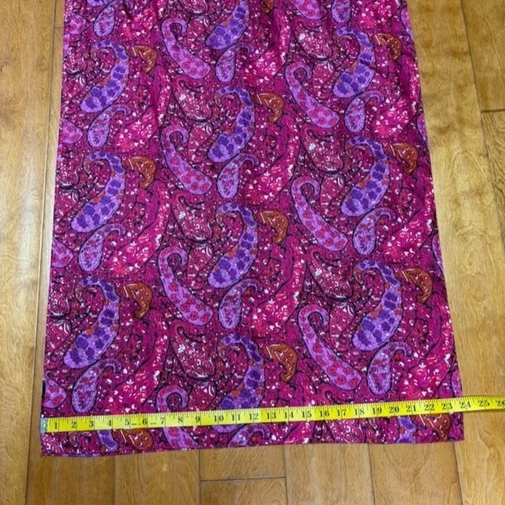 Ann Taylor Silk Scarf 100% Silk Pink Purple Paisley Floral Long Rectangle Artsy